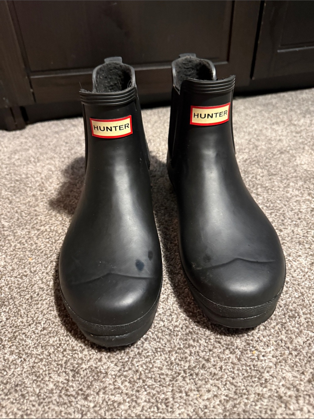 Hunter Black Chelsea-Style Winter Rain Boots